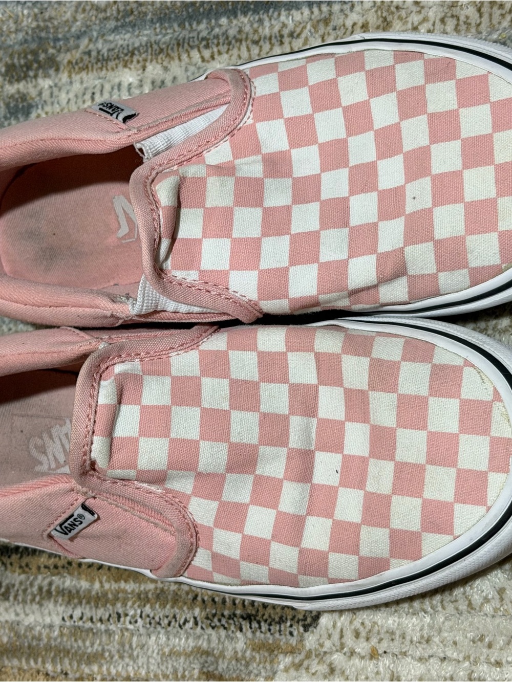 Vans Pink & White Checkerboard Slip-On Sneakers